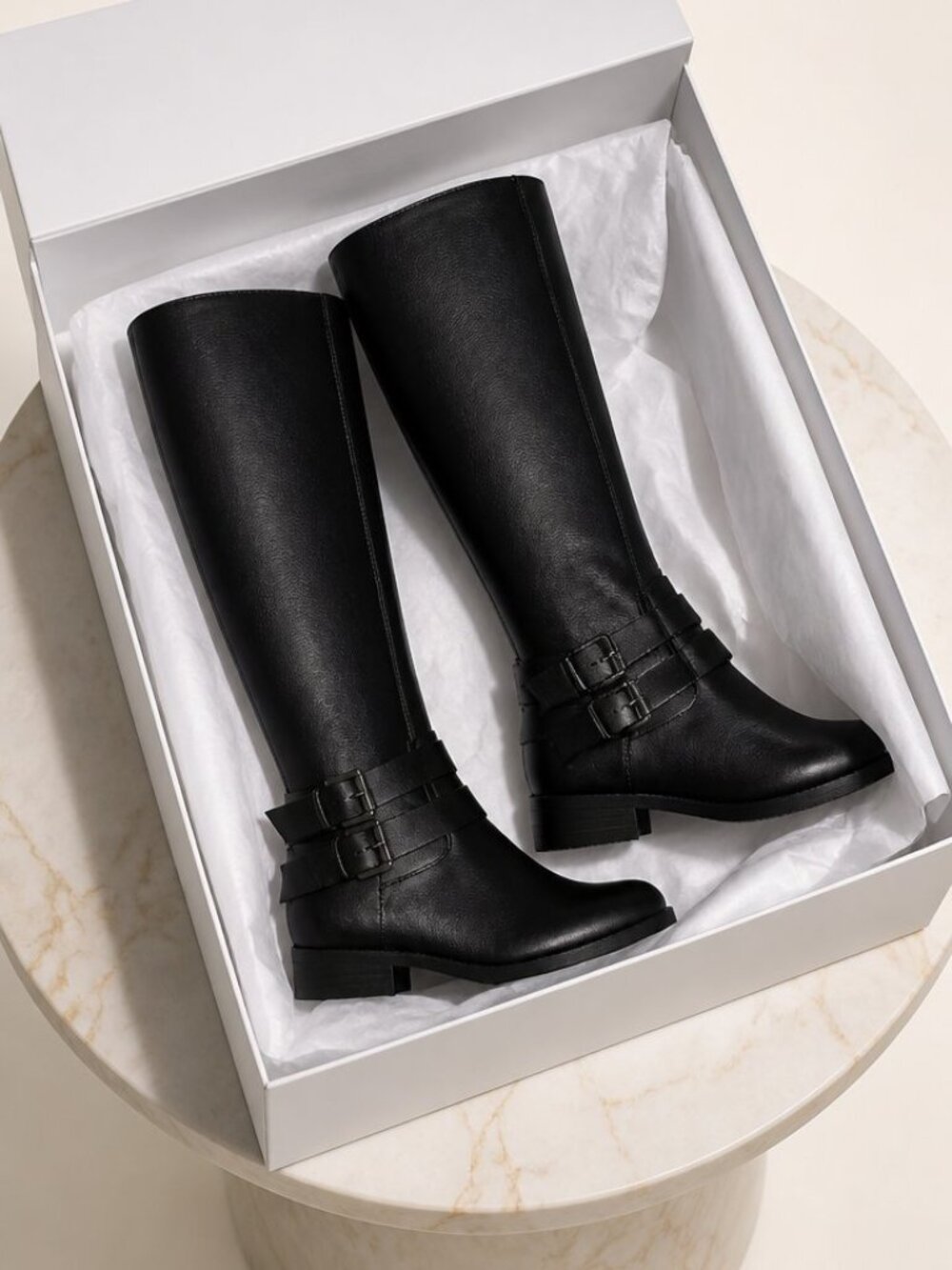 Style & Co Women's Black Maliaa Faux Leather Knee High Riding Boots NWT - Picture 2 of 12